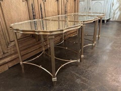 Vintage Italian Silver Leaf 3 Section Coffee Table with Mirrored Top