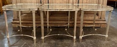 Vintage Italian Silver Leaf 3 Abschnitt Couchtisch mit verspiegelter Platte