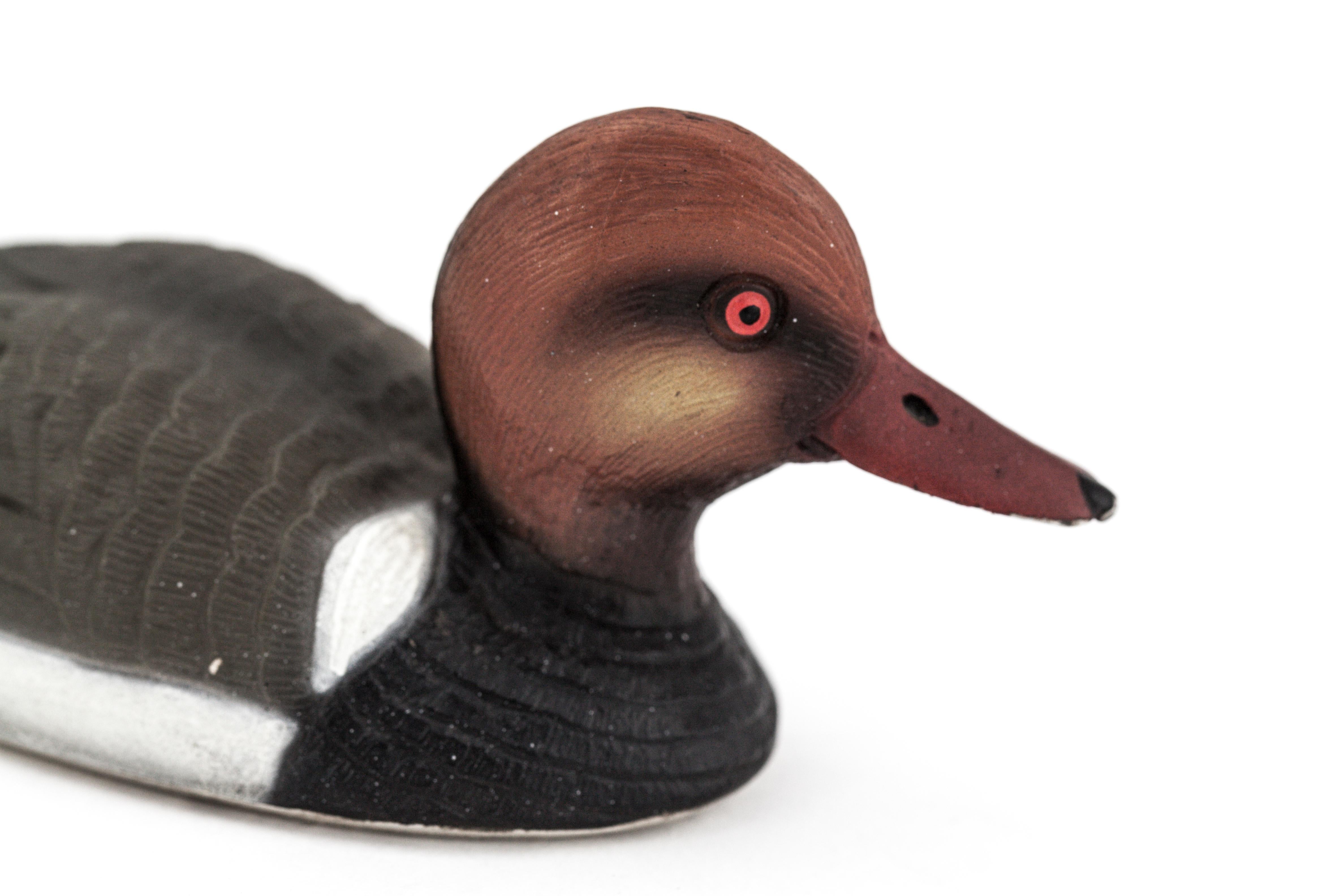 Late 20th Century Vintage Italian Silver Miniature Enamel Painted Duck For Sale