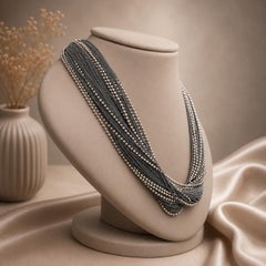 Vintage Italian Silver MultiStrand Curb Bead Torsade Silky Necklace Bracelet Set