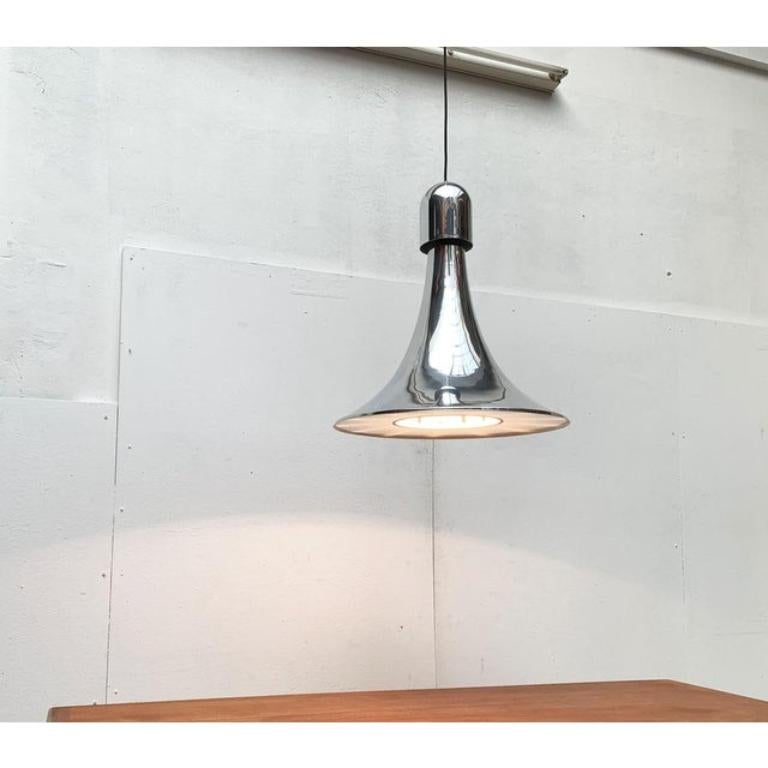 Metal Vintage Italian Silver Pendant Lamp, 1970s For Sale