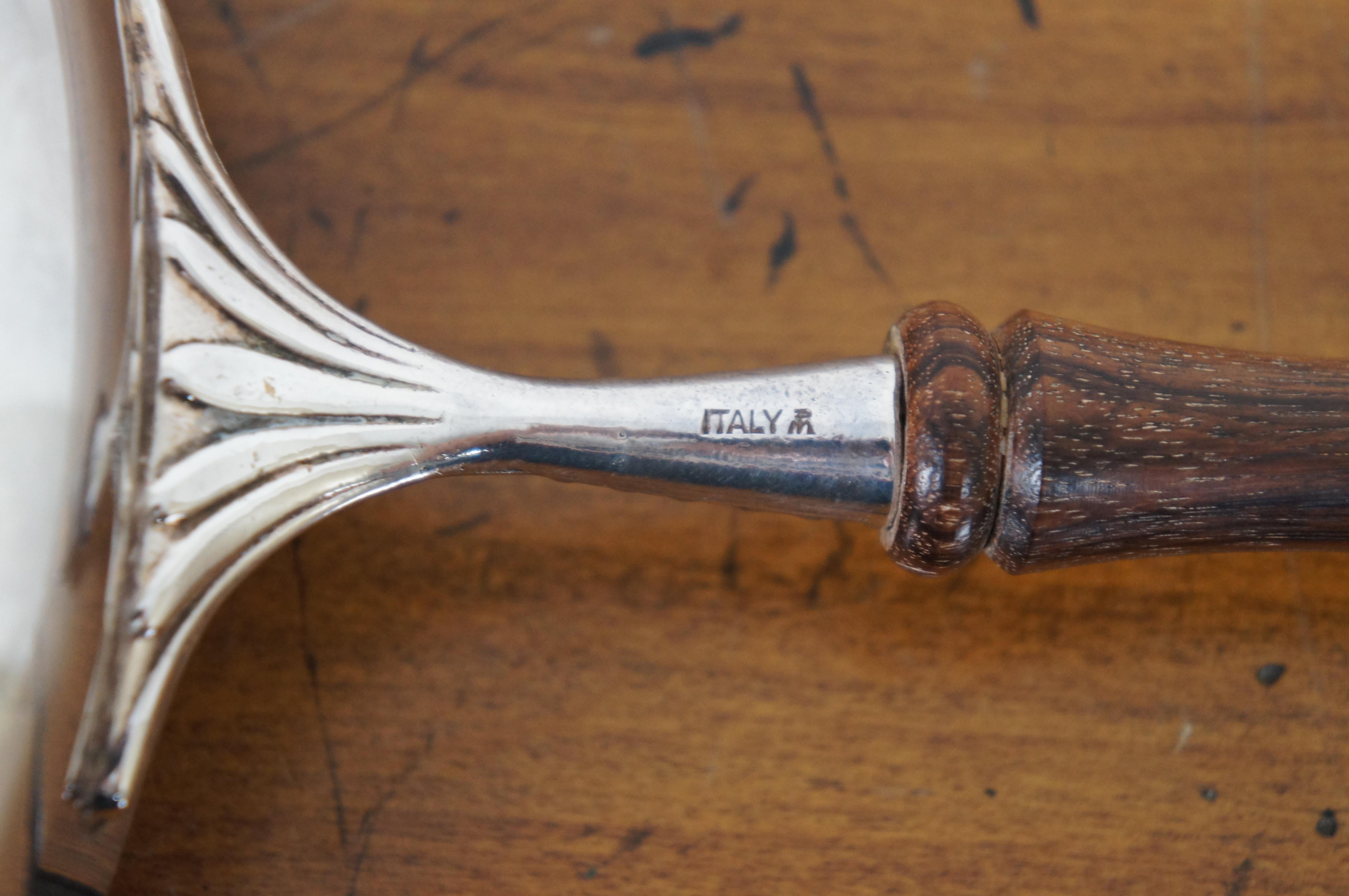 Metal Vintage Italian Silver Plate Crepe Sauce Frying Saute Pan Skillet Wood Handle