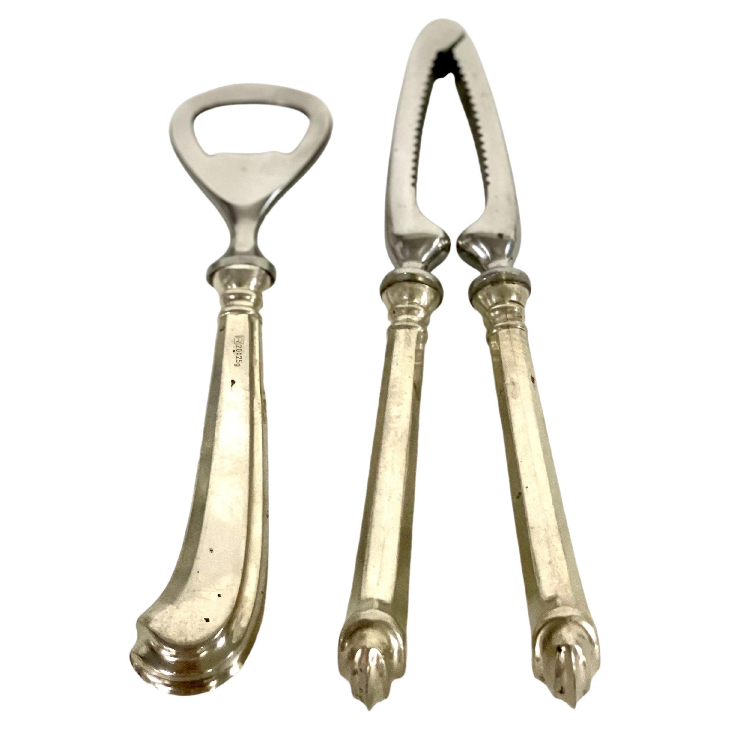 Vintage Italian Silver-Plated Bottle Opener and Nutcracker Duo