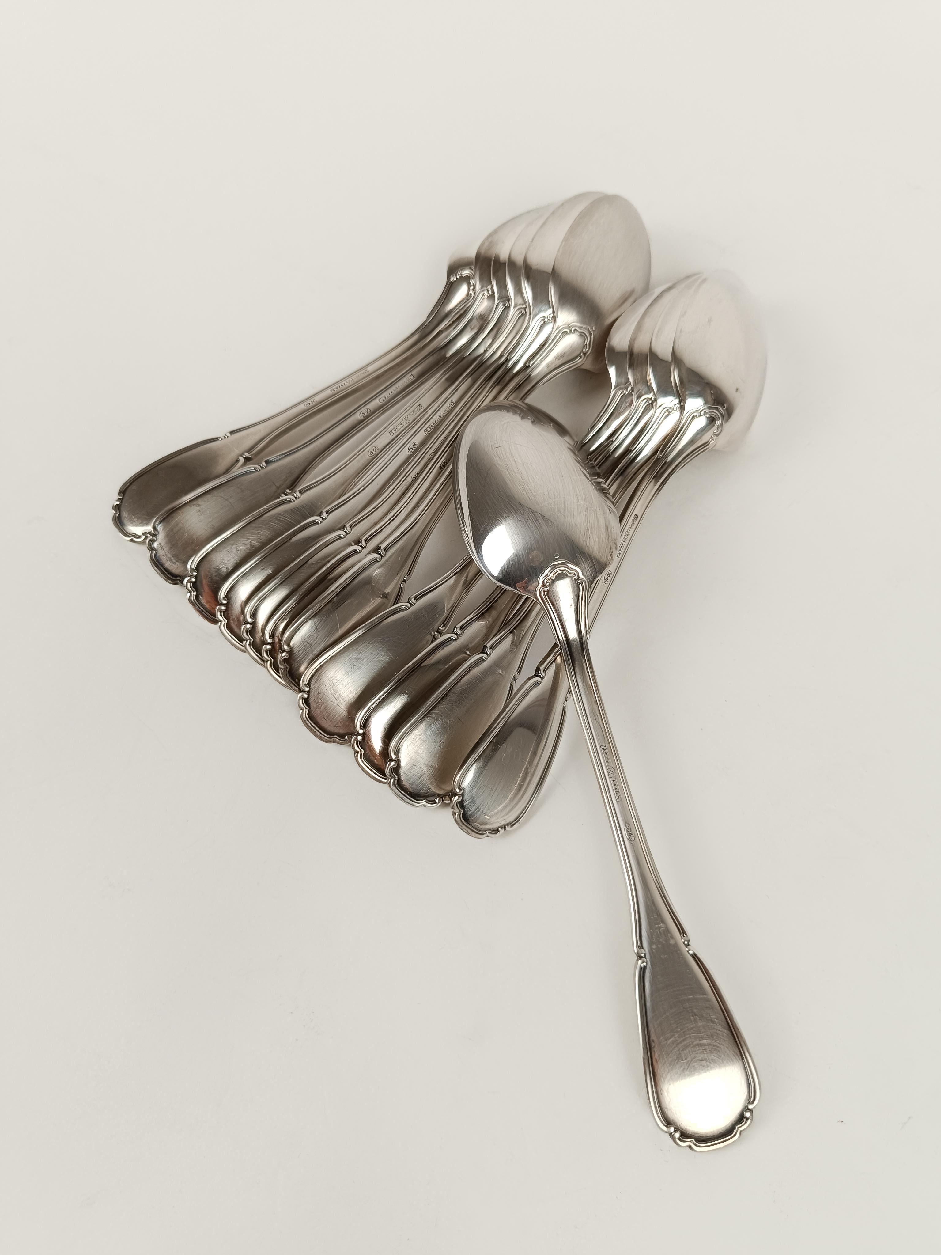 Cubertería italiana vintage bañada en plata mod Baroque By Sambonet 36 piezas en venta 3