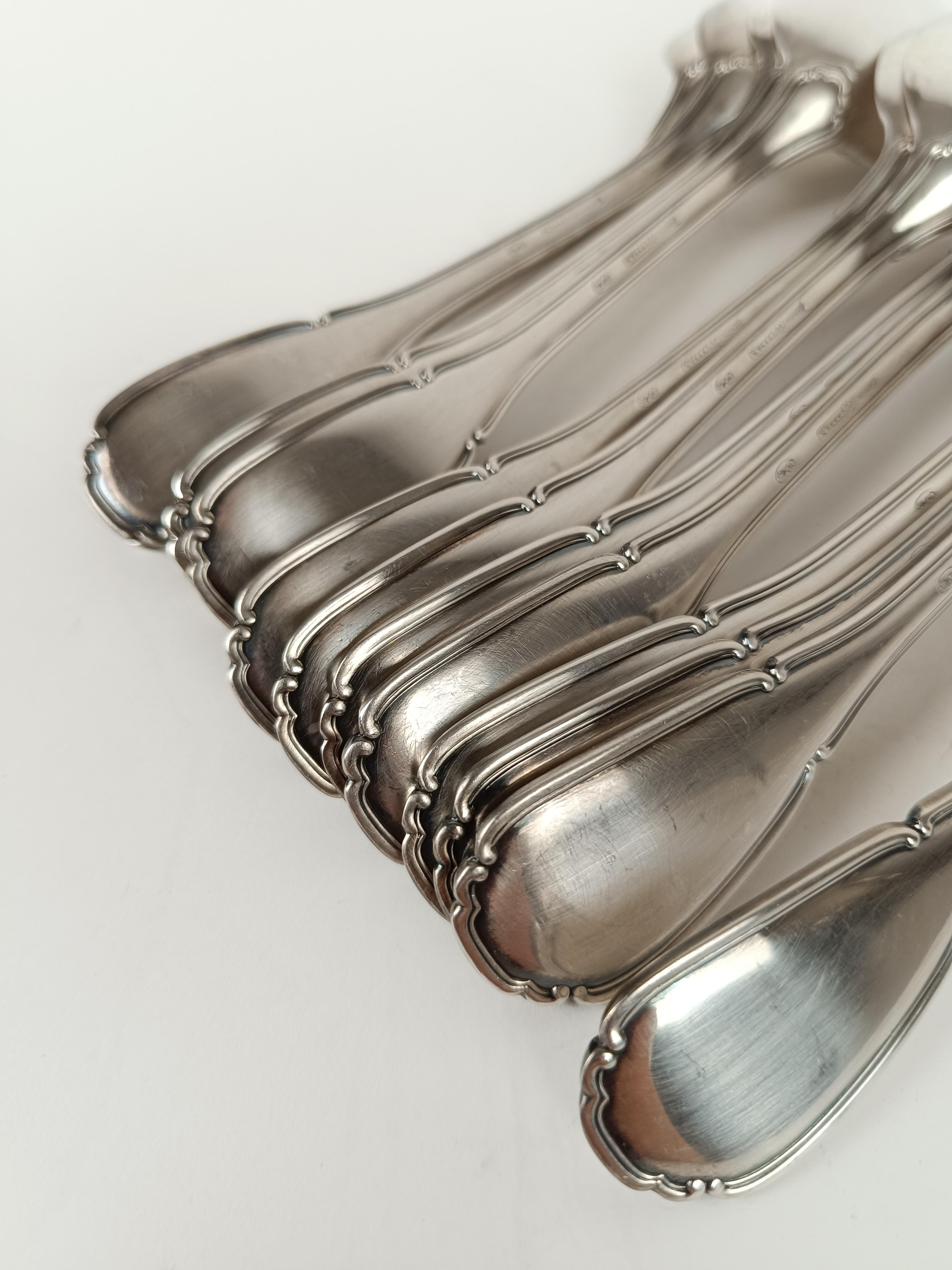 Cubertería italiana vintage bañada en plata mod Baroque By Sambonet 36 piezas en venta 4
