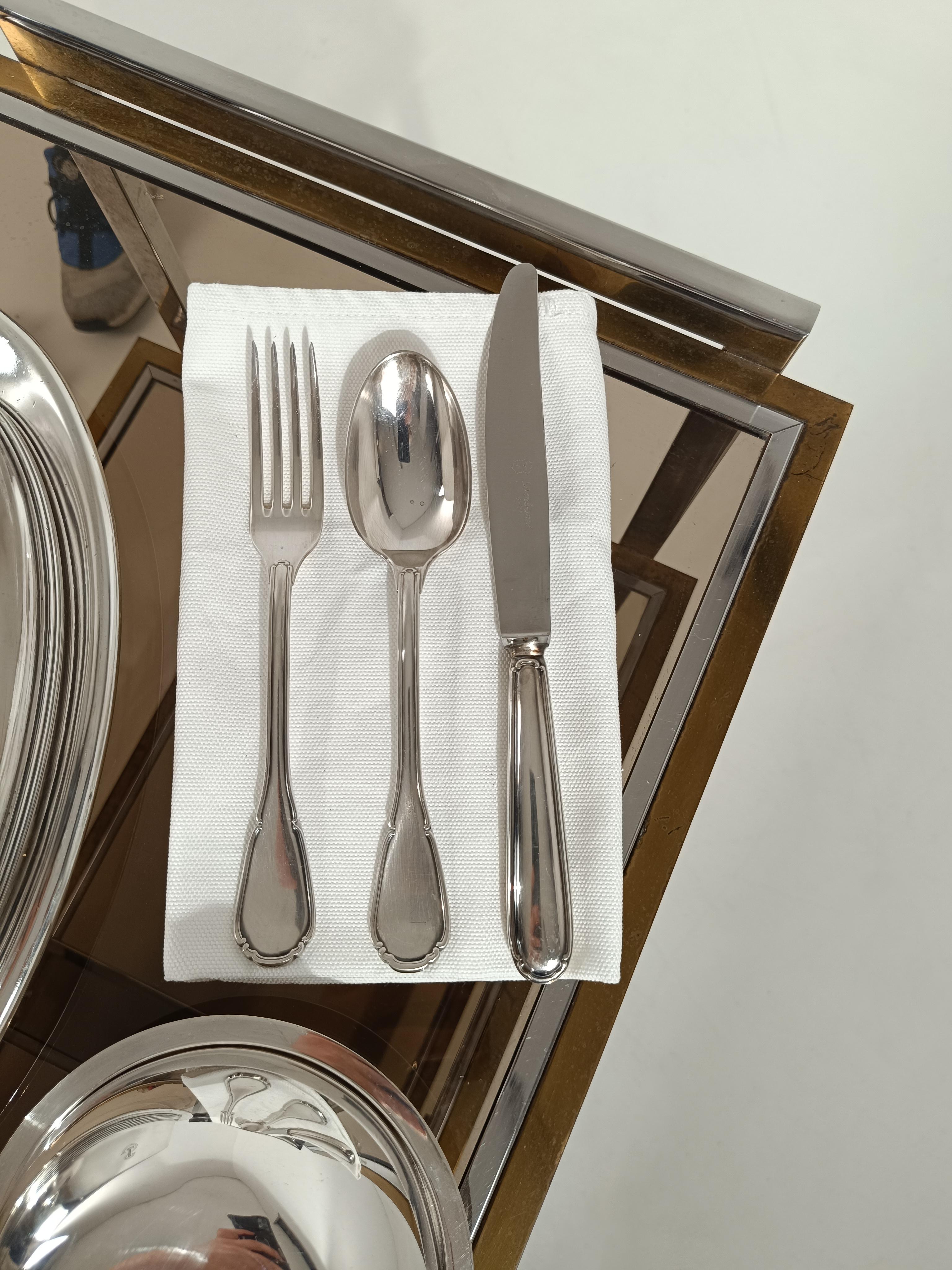 Cubertería italiana vintage bañada en plata mod Baroque By Sambonet 36 piezas en venta 10