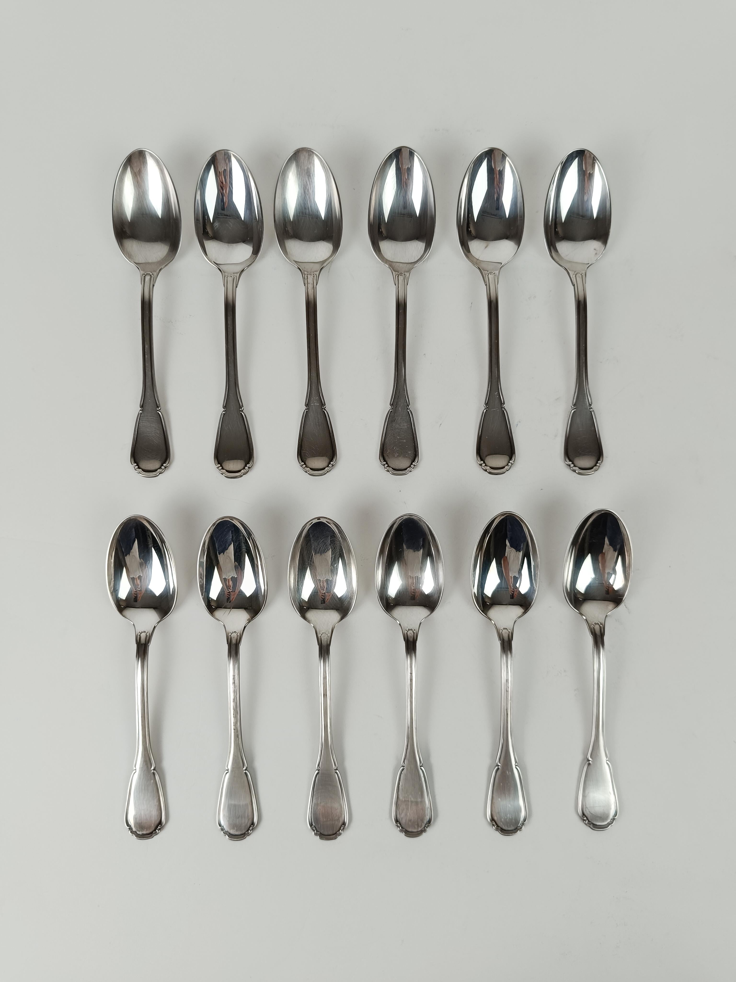 Cubertería italiana vintage bañada en plata mod Baroque By Sambonet 36 piezas en venta 11