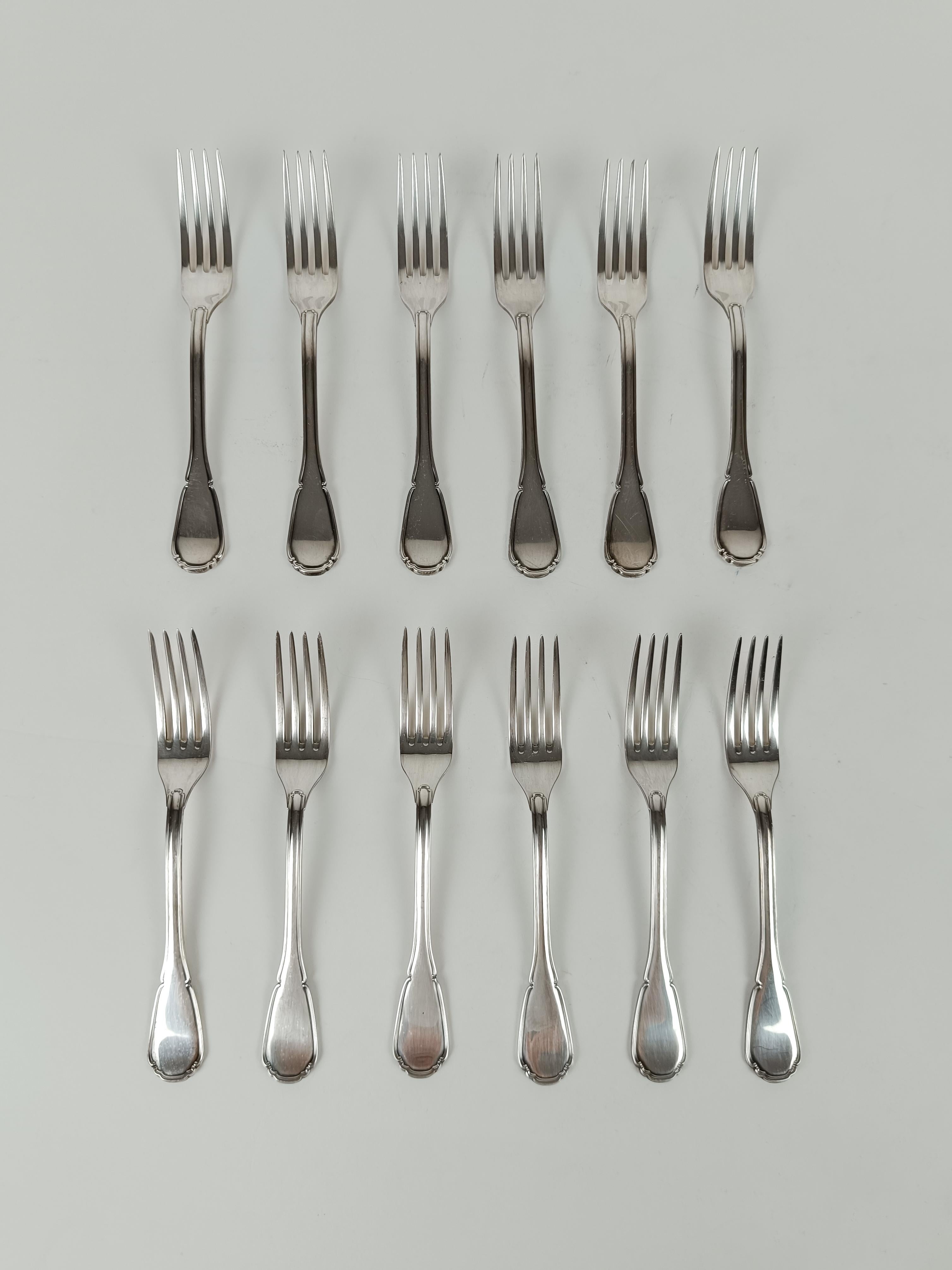 Cubertería italiana vintage bañada en plata mod Baroque By Sambonet 36 piezas en venta 12