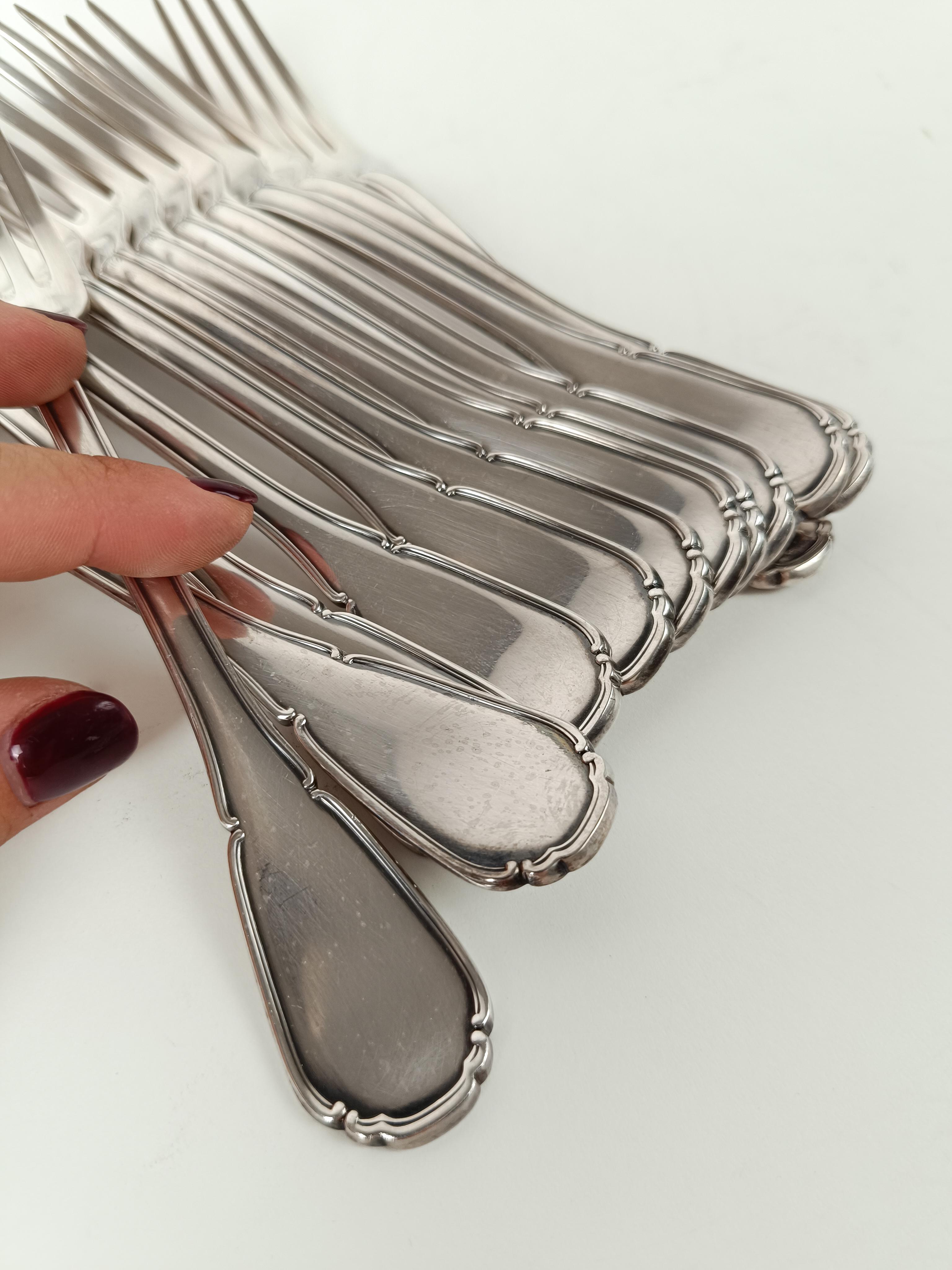 Cubertería italiana vintage bañada en plata mod Baroque By Sambonet 36 piezas siglo XX en venta