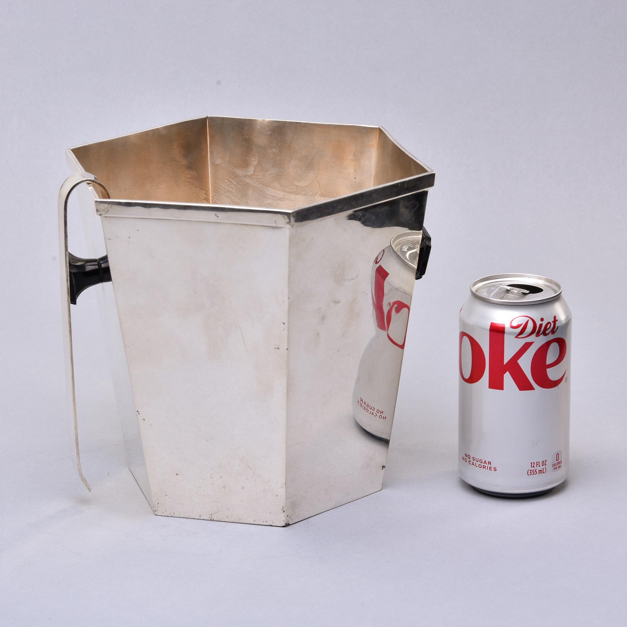 Vintage Italian Silver Plated Ice Bucket with Ice Tongs 5