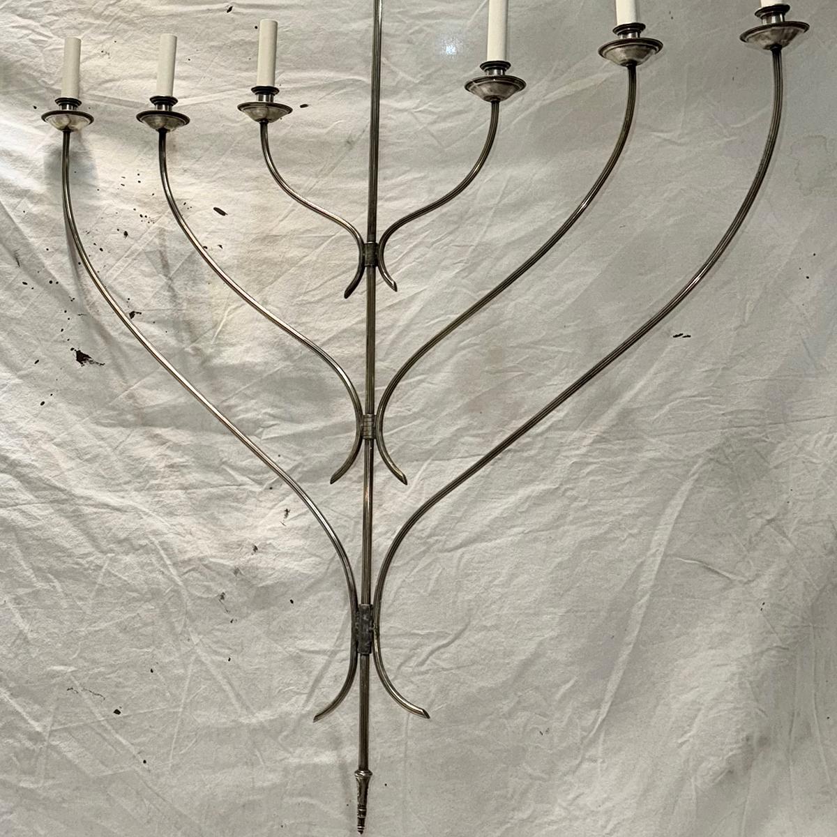 Mid-20th Century Vintage Italian Silver Plated Light Fixture For Sale