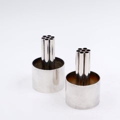 Vintage Italian Silver-Plated Multi-Tube Candlesticks, 6.5cm Diameter