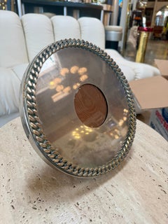 Vintage Italian Silver-Plated Oval Picture Frame with Braided Border