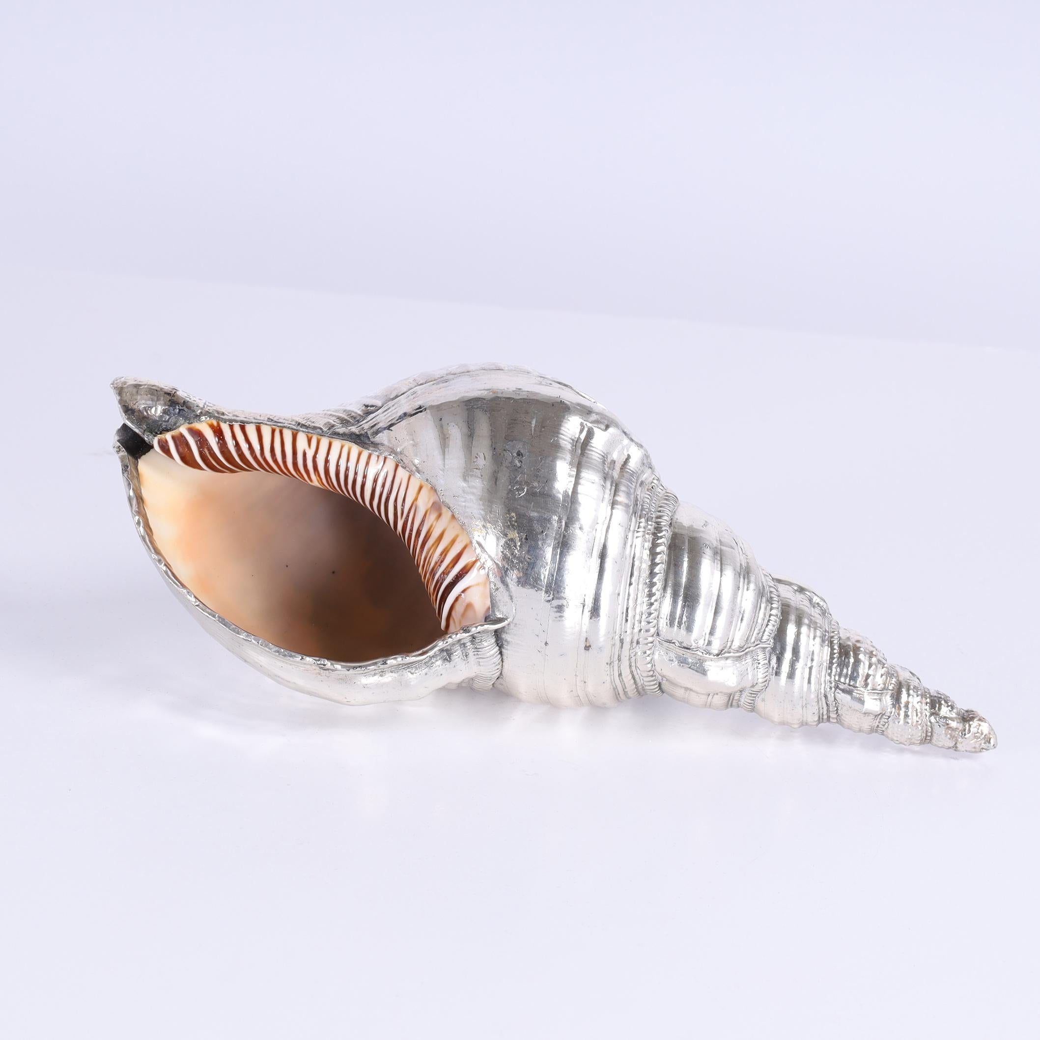 Concha de mar italiana vintage bañada en plata de Mastro Argentiere Chapado en plata en venta