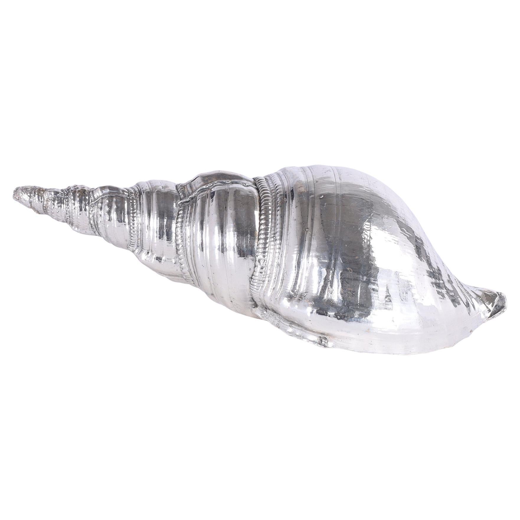 Concha de mar italiana vintage bañada en plata de Mastro Argentiere en venta
