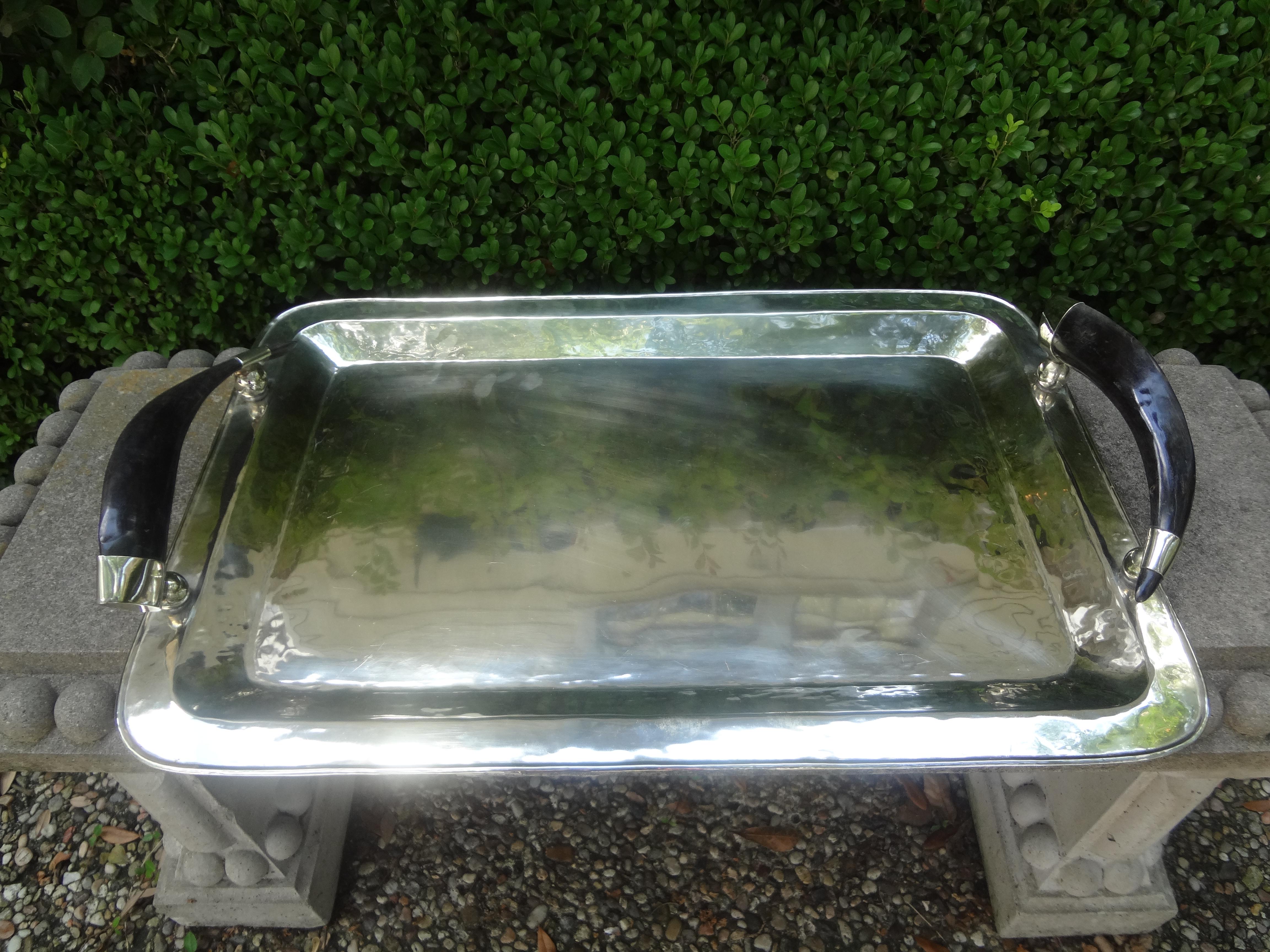 Vintage Italian Silver Plated Tray with Horn Handles 5
