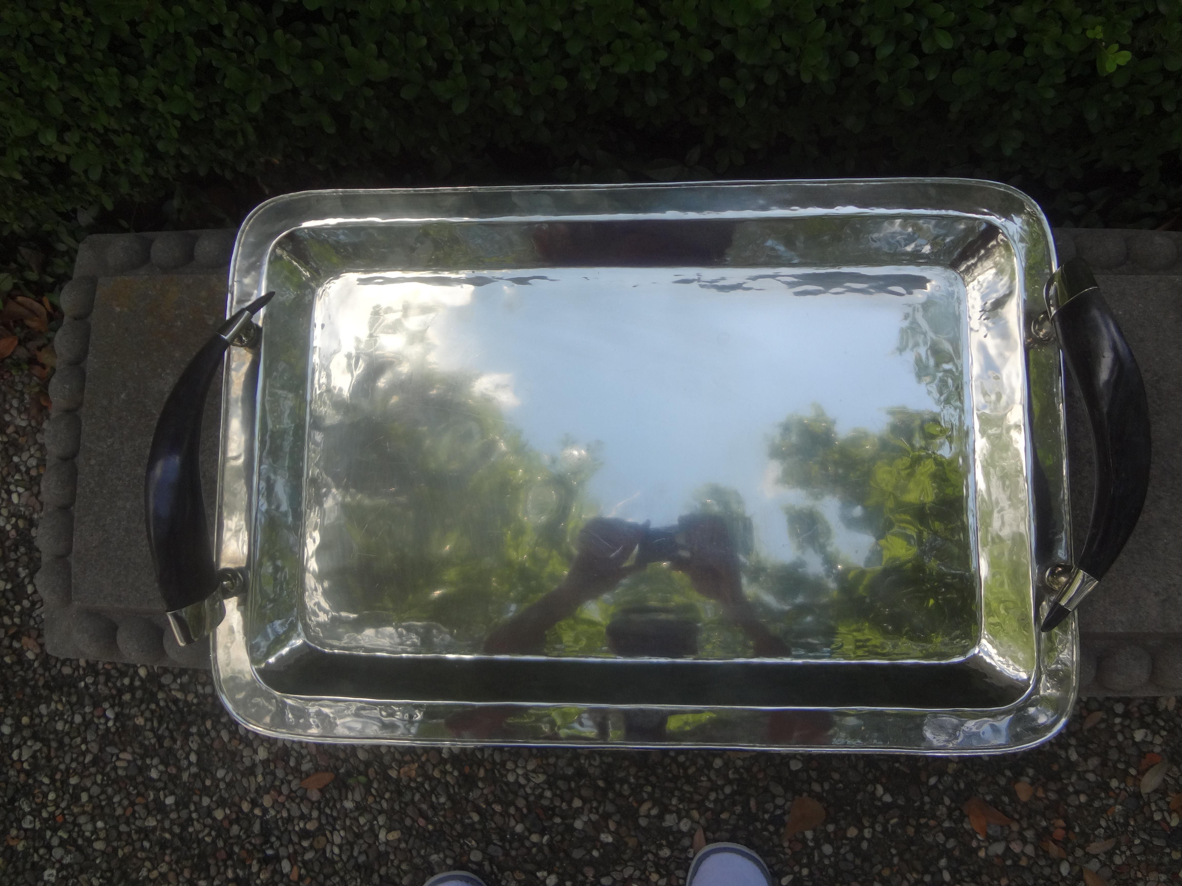 Vintage Italian Silver Plated Tray with Horn Handles 2