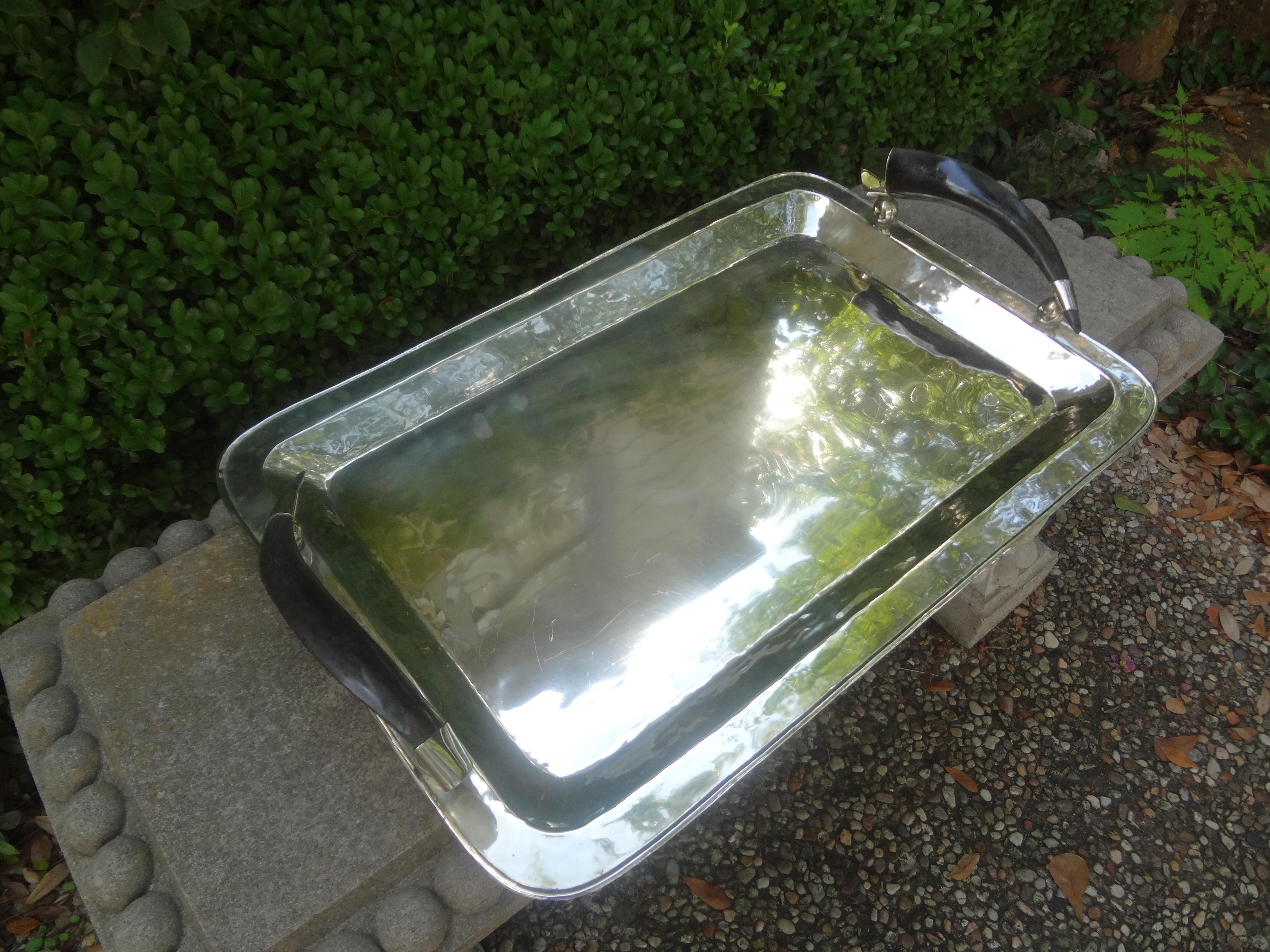 Vintage Italian Silver Plated Tray with Horn Handles 3