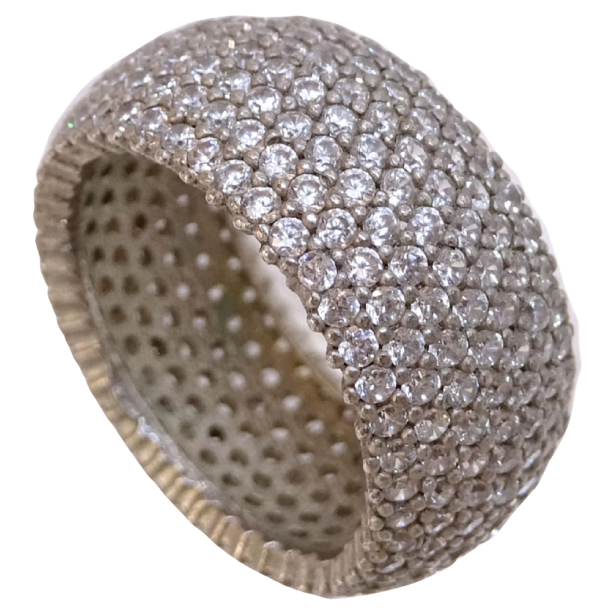 Vintage Italian silver ring with pave cubic zirconia
