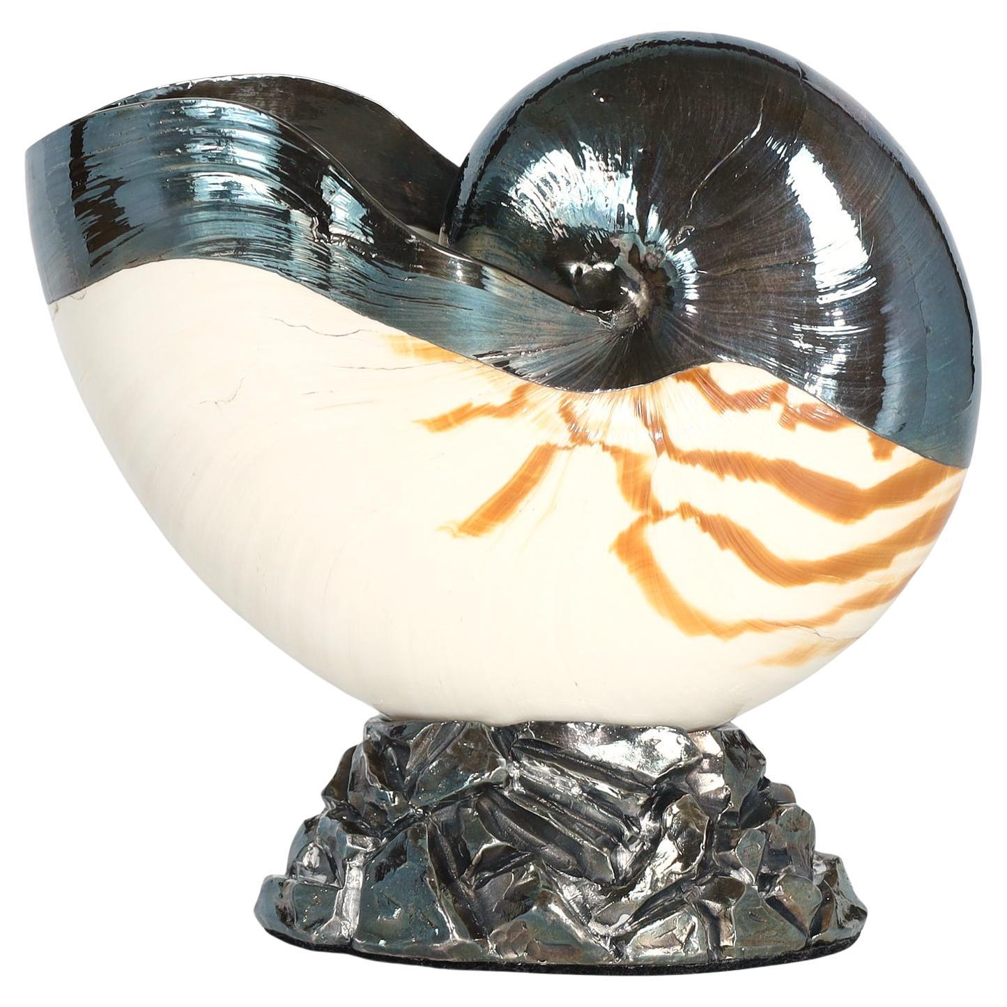 Concha de nautilus plateada italiana vintage de Ruzzetti & Gow