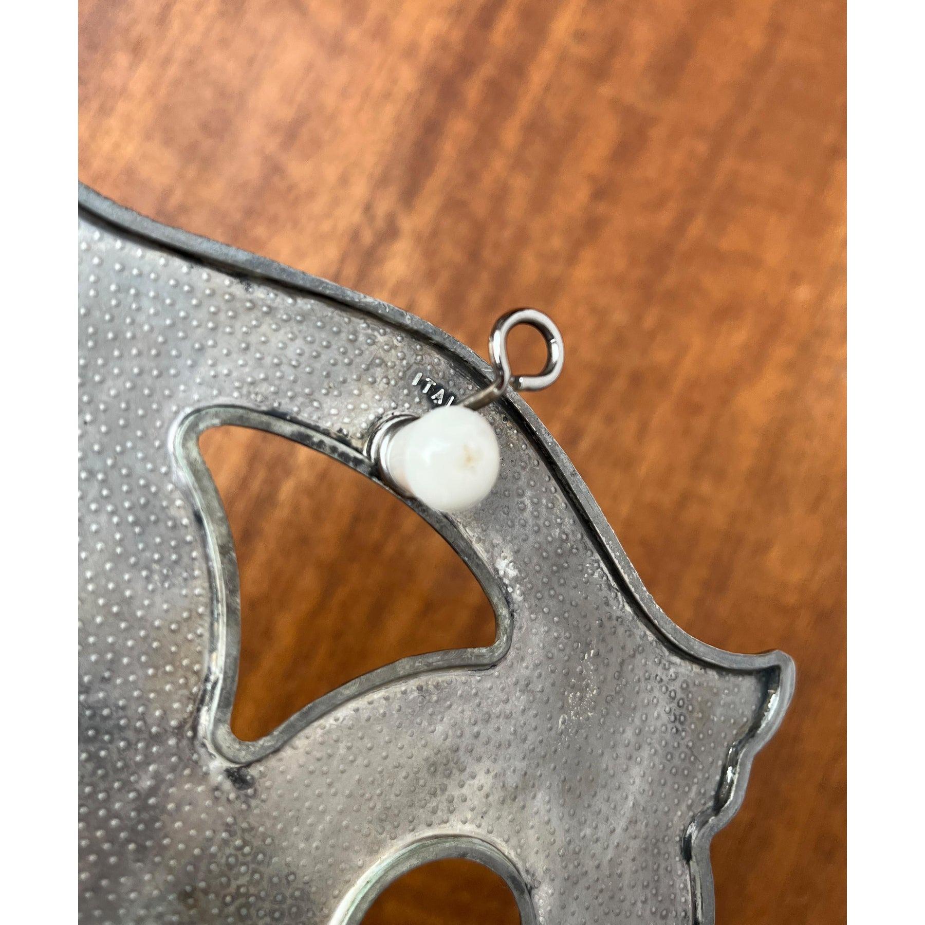 Plateau de table italien vintage en métal argenté avec motif de hibou de Leonard en vente 6