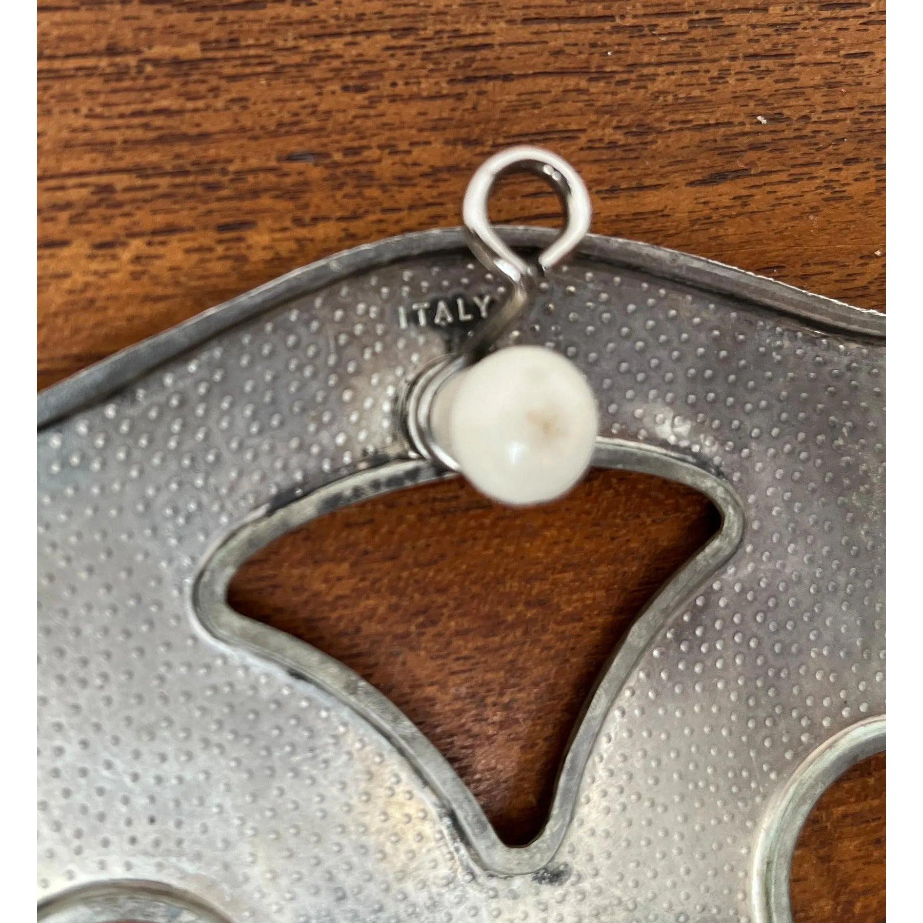 Plateau de table italien vintage en métal argenté avec motif de hibou de Leonard en vente 2