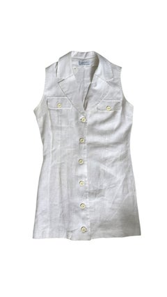 Vintage Italian Sleeveless Linen Shirt Dress