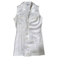 Vintage Italian Sleeveless Linen Shirt Dress - We pay for import duty!