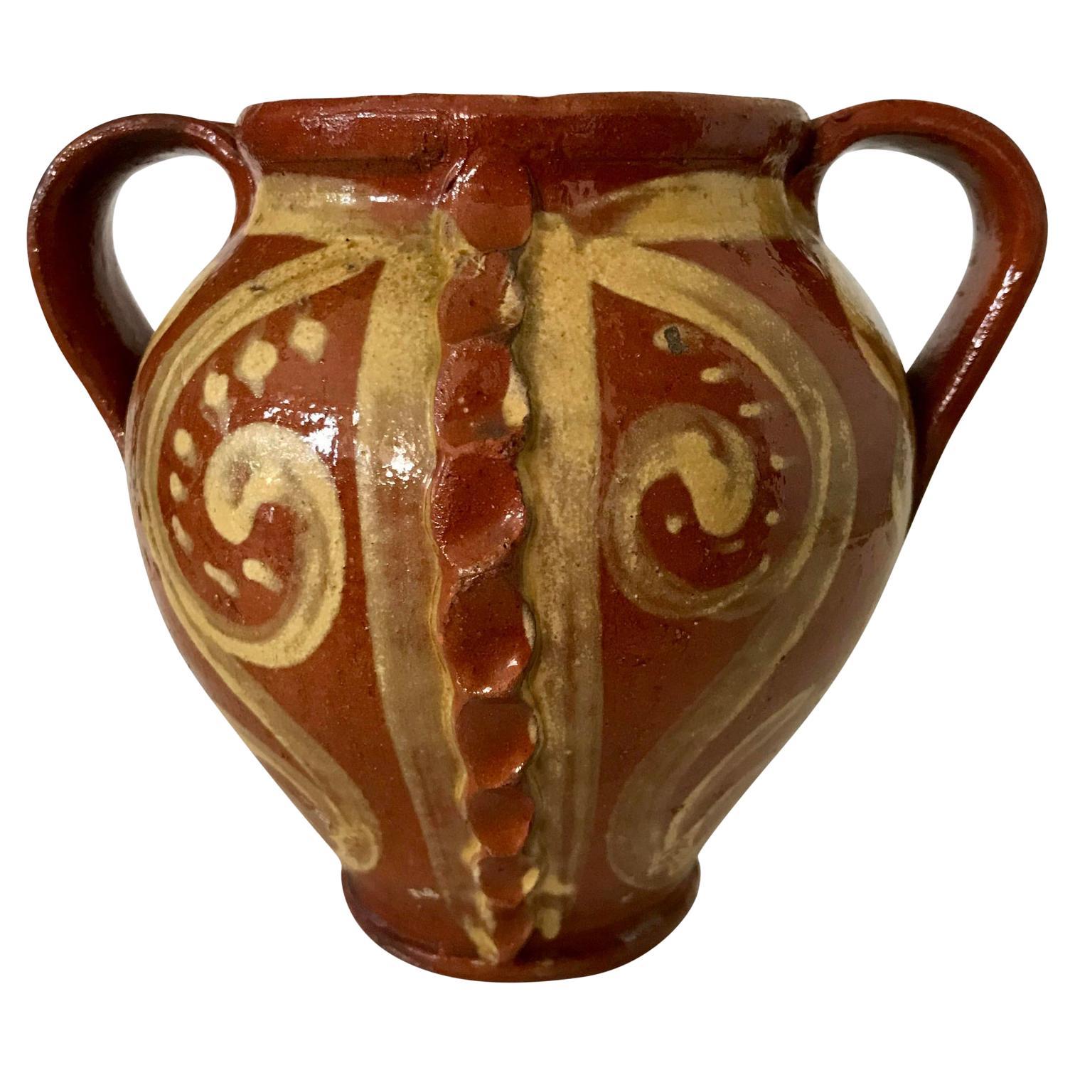 Vintage Italian Slipware Terra Cotta Vase