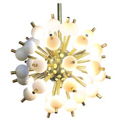 Vintage Italian Small Scale Brass and Glass Sputnik Pendant Lights