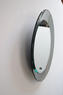 Italienischer konkaver runder Vintage-Wandspiegel aus Rauchglas von Cristal Labor