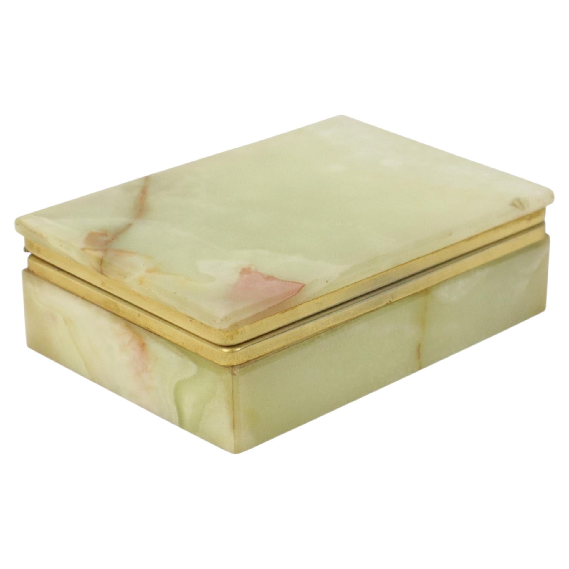 Vintage Italian Smoker's Box Jewelry Box Onyx Natural Stone
