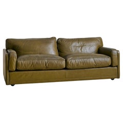 Vintage Italian ‘Socrates’ Olive Leather Sofa by Poltrona Frau