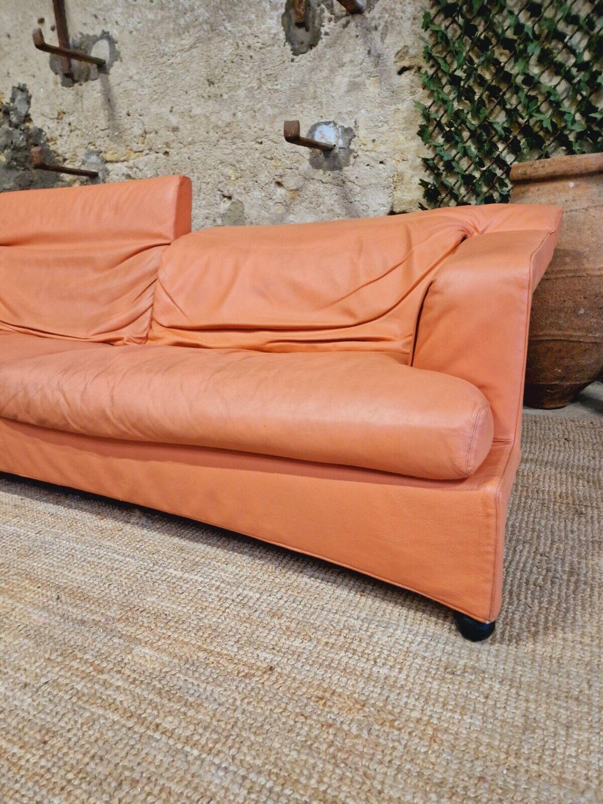 1980s Paolo Piva Sofa Italian Pink Leather For Sale 4