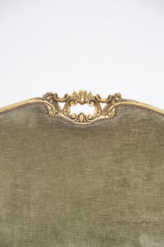 Sofa italien vintage en bois doré et velours vert