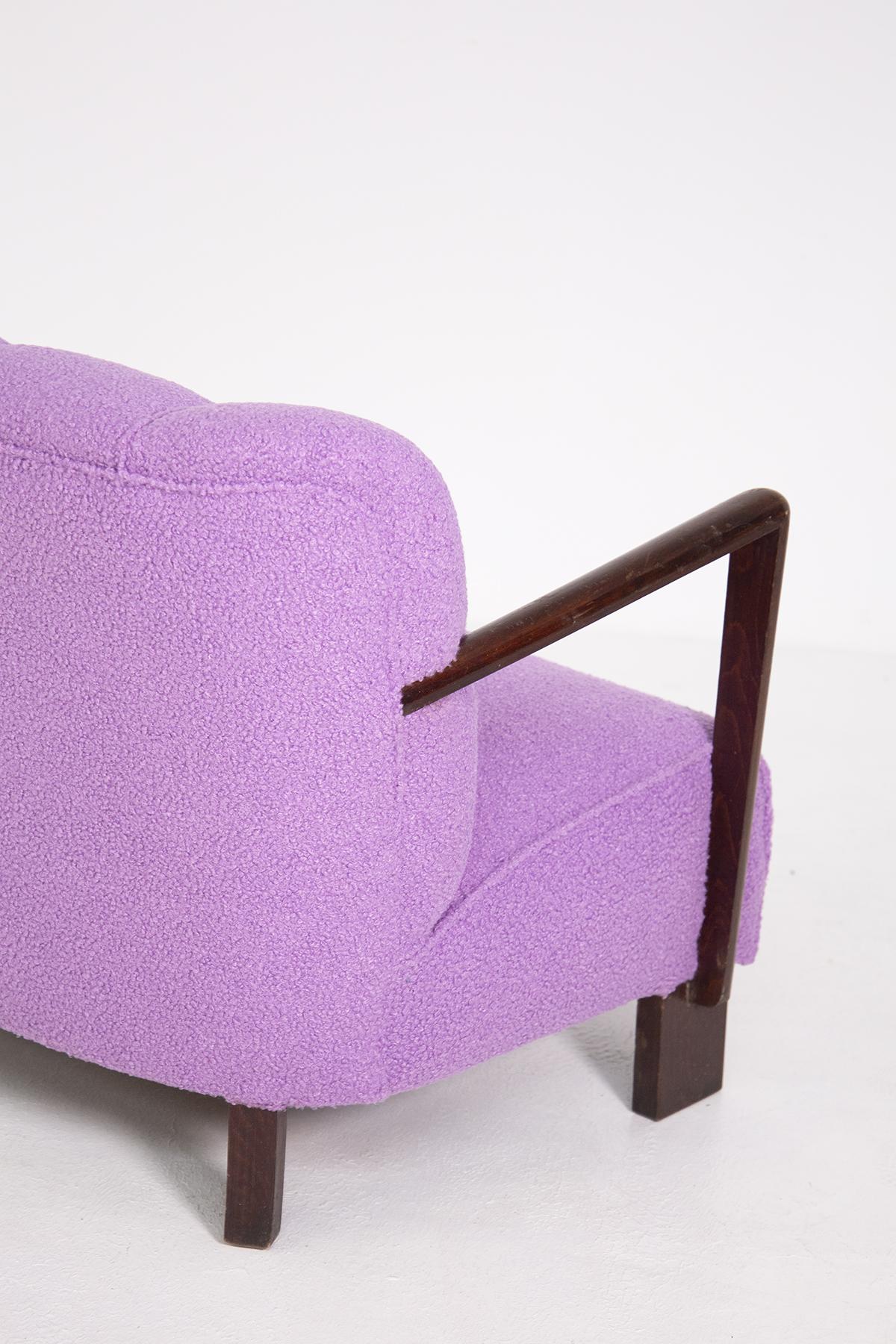 Vintage Italian Sofa in Purple Bouclè Fabric, Restored 6