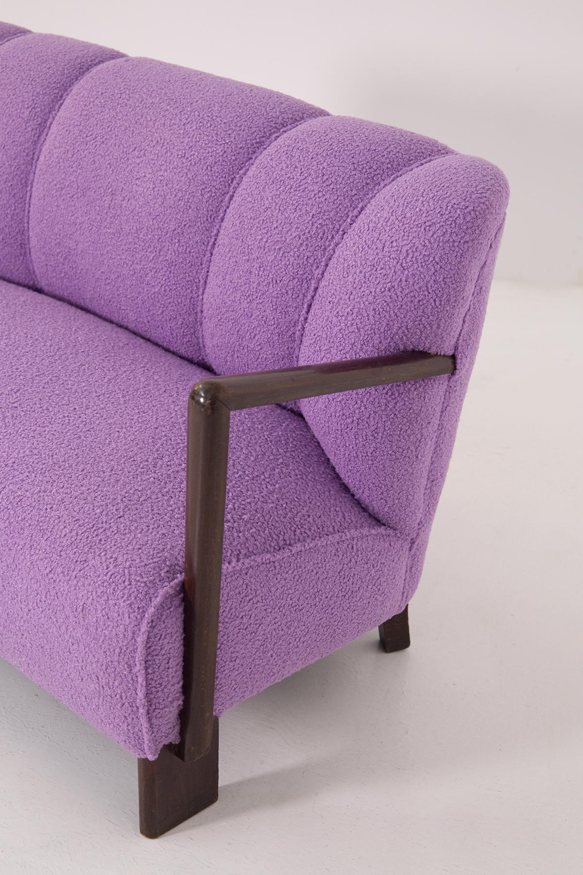 Vintage Italian Sofa in Purple Bouclè Fabric, Restored 3