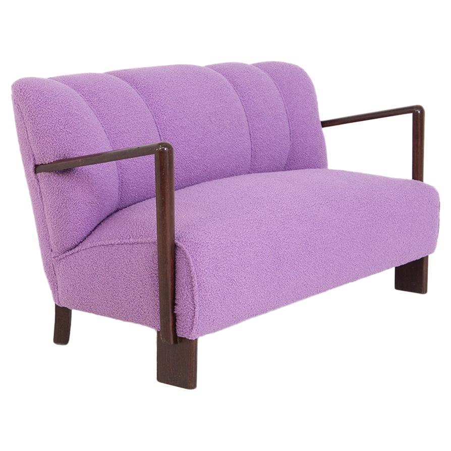 Vintage Italian Sofa in Purple Bouclè Fabric, Restored
