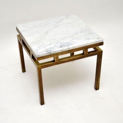 Vintage Italian Solid Brass & Marble Coffee / Side Table