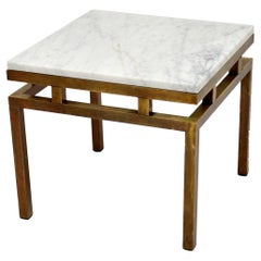 Vintage Italian Solid Brass & Marble Coffee / Side Table