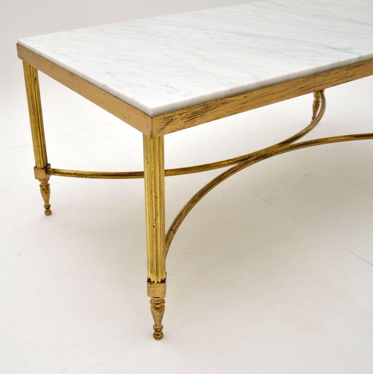 Vintage Italian Solid Brass and Marble Coffee Table at 1stDibs