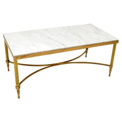 Vintage Italian Solid Brass 
Marble Coffee Table