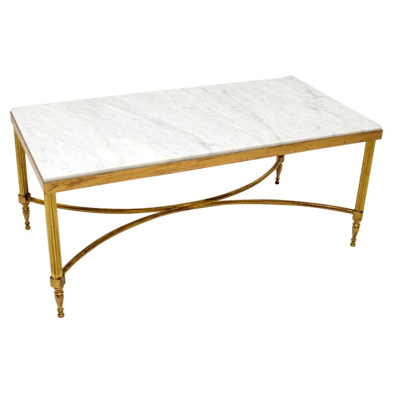Vintage Italian Solid Brass and Marble Coffee Table at 1stDibs