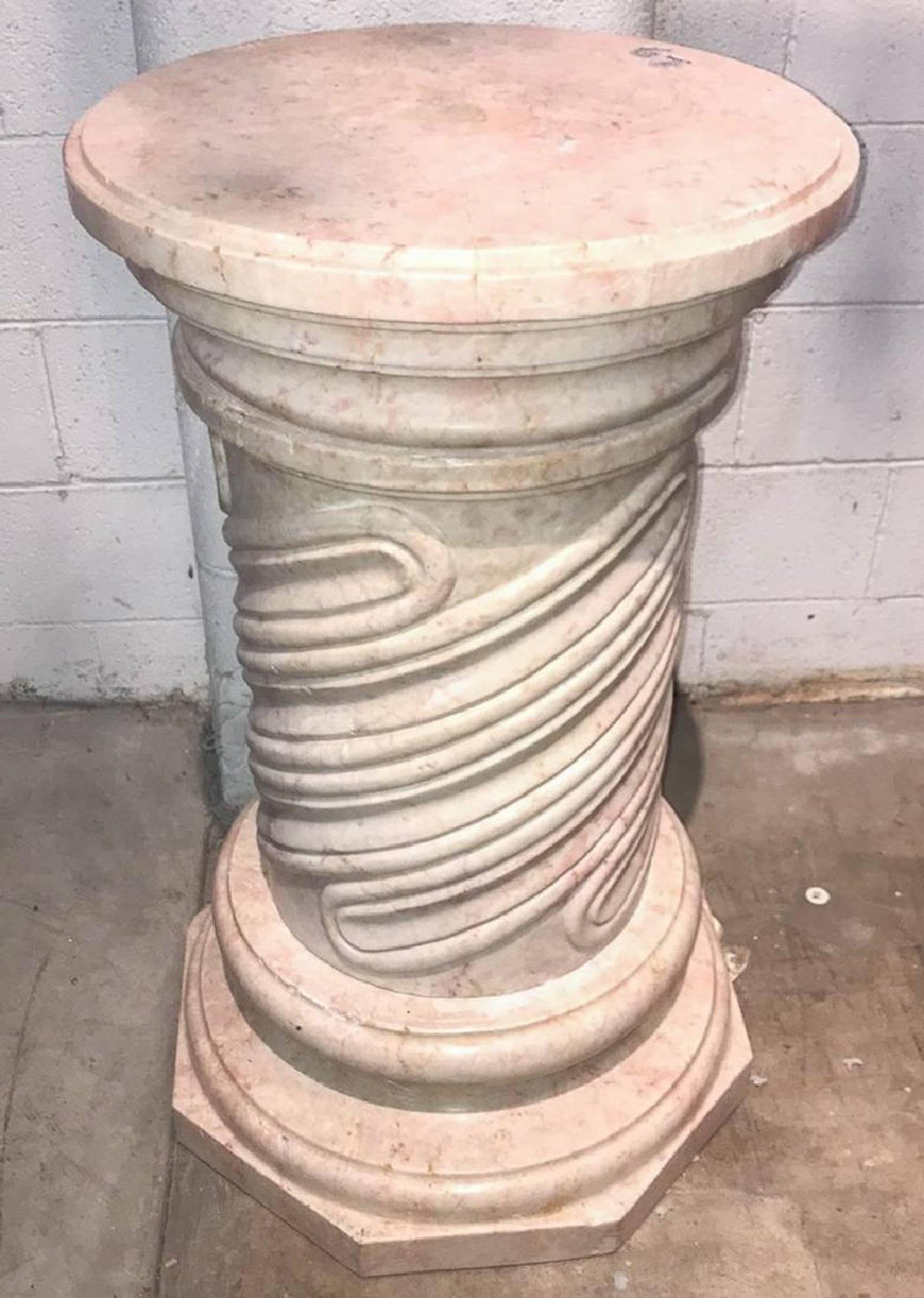 French Vintage Italian Solid Marble Pedestal