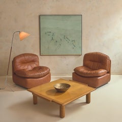 Vintage Italian Solid Oak Square Coffee Table