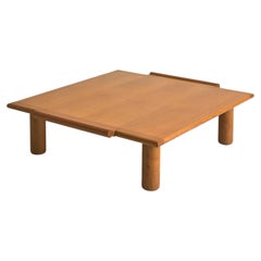 Vintage Italian Solid Oak Square Coffee Table