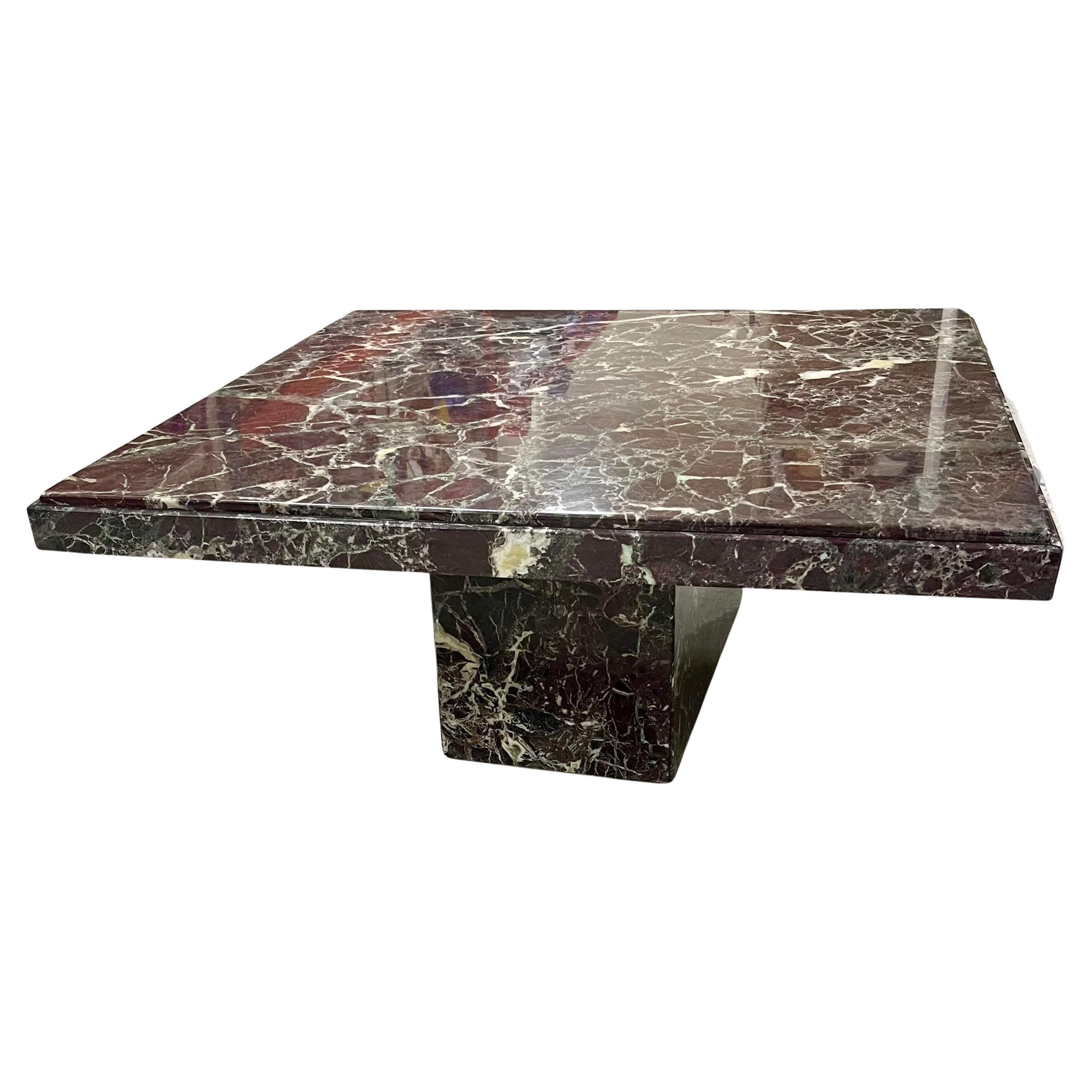 Vintage Italienisch Massiv Rosso Levanto Marmor Couchtisch (Poliert)