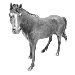 Vintage Italian Solid Silver Model Horse Stallion Italy c. 1950