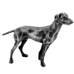 Vintage Italian Solid Silver Model of a Gun Dog / Pointer Figurine Italy c. 1940