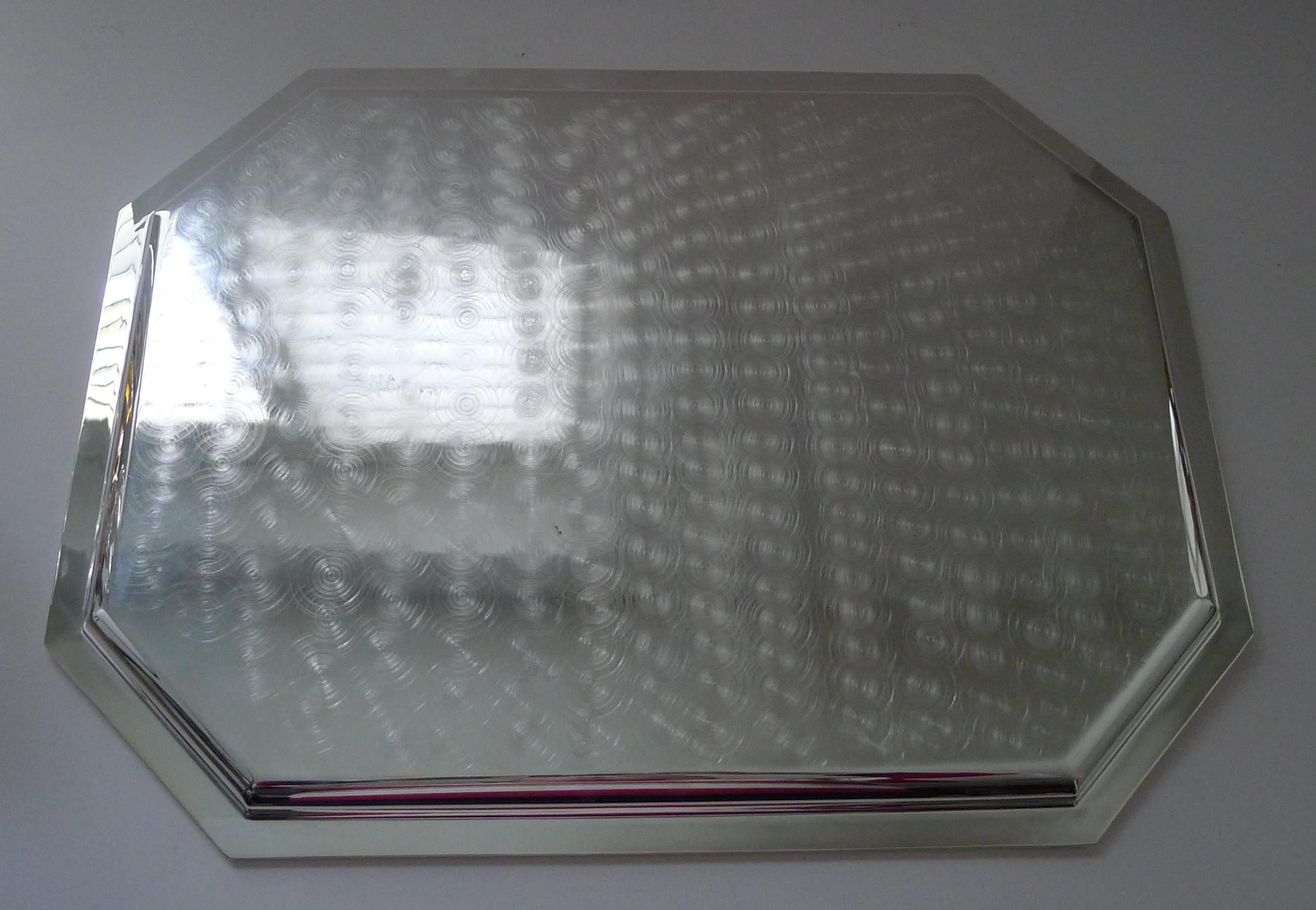 Mid-20th Century Vintage Italian Solid Silver Tray by Greggio, Padova c.1960 For Sale